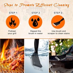 Stainless Steel BBQ Grill Brush and Scraper Set for Outdoor Grill