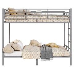 Twin Over Twin Bunk Bed Heavy Duty Metal Bunk Bed Frame for Adults Teens Black