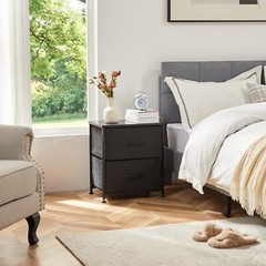 2Pcs Nightstand End Table Side Table with 2 Fabric Drawers Bedside Table Bedroom