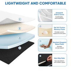 Tri-Fold Memory Foam Mattress Portable Foldable Mattress Topper w/Washable Cover