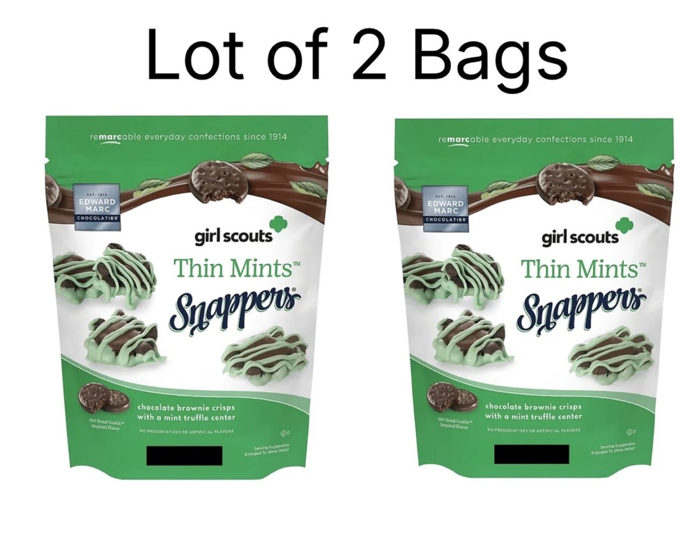 2 Bags’ 6 Oz Each/12 Oz Total Edward Marc Girl Scout Thin Mints Snappers