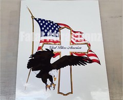 God Bless America Cross Eagle Cross Flag Vinyl Sticker Decal USA patriotic
