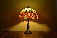 Retro Tiffany Table Lamp Sunflower Style Stained Glass Bedside Lamp H 18″ H 14″
