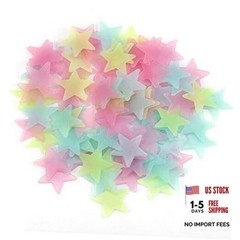 300 PCS 3cm Multicolor Glow in The Dark Luminous Stars Noctilucent Plastic