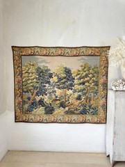 5.8ftx4.6ft Tapestry French Woven Pastoral Landscape Wall Hanging Wall Art Verd