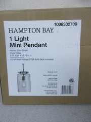 Hampton Bay Mullins 6.75 in 1-Light Honey Gold Mini Pendant Hanging Light