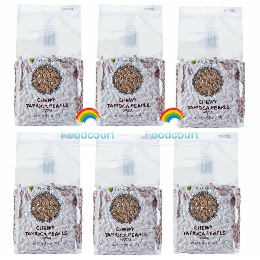 6 Bags Tea Zone Tapioca Pearl Chewy Black Boba A2000 & Original A1000 6 lb Each