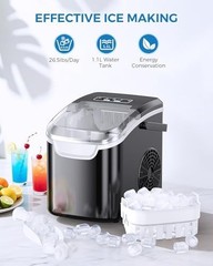 Ice Maker Countertop 26.5 Lbs 24 Hrs 8 Bullet Cubes 6 Mins Self Cleaning