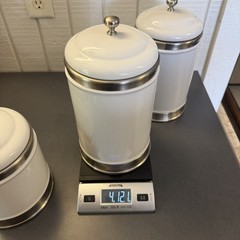 Williams Sonoma White Stoneware Canisters Set of Three: 2 Tall 1 Short NICE