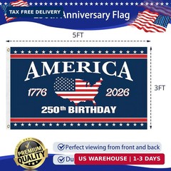250 Years America Flag, 3X5 Ft, USA 250Th Anniversary Patriotic Design,1776-2026