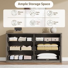 ✅GarveeHome 6 Drawer Dresser for Bedroom, Wide Wood Chest of Drawers Handle Free