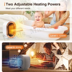 1200W Electric Space Heater Fast PTC Ceramic Instant Heating Hot Air Fan Indoor
