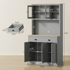 HOMCOM 71″ Kitchen Pantry, Modern Storage Cabinet with Drawers, Glass Doors