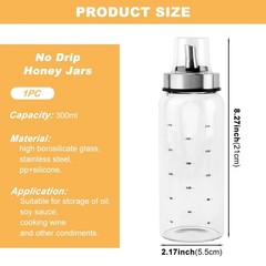 Honey Dispenser No Drip, 10 OZ Honey Jar Maple Syrup Dispenser, Glass Honey