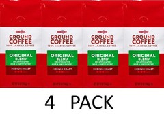 Meijer Original Blend DECAF Medium Roast Ground Coffee 12 oz Bag – 4 PACK