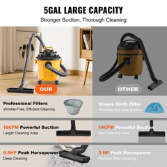 VEVOR Wet Dry Shop Vac Vacuum 5 Gallon 6 Peak HP Cleaner 2in1 Portable Blower