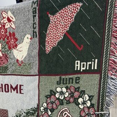 VTG 90s Tapestry Throw Blanket Welcome Home Calendar Holidays 12 Months EUC