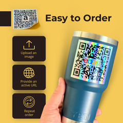 Custom QR Code Holographic Stickers 100 Pack Personalized Waterproof Business