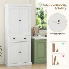 Bestcomfort Kitchen Cabinet Pantry Cupboard Freestanding w/Shelves White