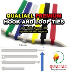 QUALIALL 150-PACK Premium Reusable Cable Ties, Strong Adhesion Nylon 6 Colors