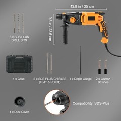Rotary Hammer Drill Corded Drills 1″ 4 Modes SDS-Plus Chipping Hammers