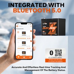 LiTime 24V 50Ah TM Bluetooth LiFePO4 Lithium Battery For Trolling Motor Solar