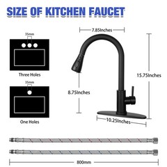 Matte Black Kitchen Sink Faucet with Pull Down Spray RV Stainless Steel Kitchen