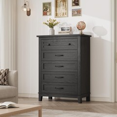 5 Drawer Dresser for Bedroom 41.3″ Wooden Closet Chest Storage Cabinet