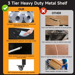 3-Tier Heavy Duty Metal Shelving Unit Garage Shelves Utility Rack Adjustable