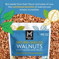 Member’s Mark Natural Shelled Walnuts, 48 oz. 3 lb Light Halves & Pieces, SELECT
