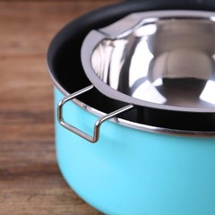 Stainless Steel Double Boiler Pot with Heat Resistant 480ML, Red handle