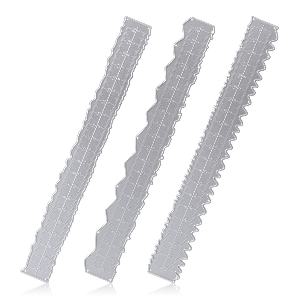 JJUNW 3 Pcs Deckle Edge Ruler Carbon Steel Metal Paper Tearing Ruler Craft Ru