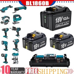 8.0Ah BL1860B For Makita 18V 12.0Ah Lithium ion LXT BL1830 Battery NEW / Charger