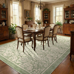 Sage Green Floral 5X7 Rug Washable Vintage Boho Rugs for Living Room Non-Slip Fl