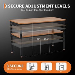 48×24 in Adjustable Height Workbench 2500LBS Heavy-Duty Work Bench Table Garage