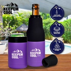 Vacuum Insulated Drink Bottle & Can Cooler With Beer Opener – Double Walled