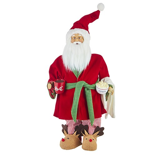 24.25″ SANTA IN ROBE Mug Standing Holiday Decoration Christmas RAZ 4215516 NEW
