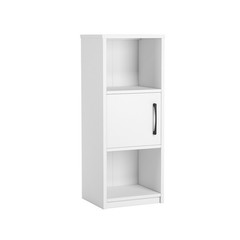 Ardent 3 Tier Storage Tower with Door and Open Shelves in White