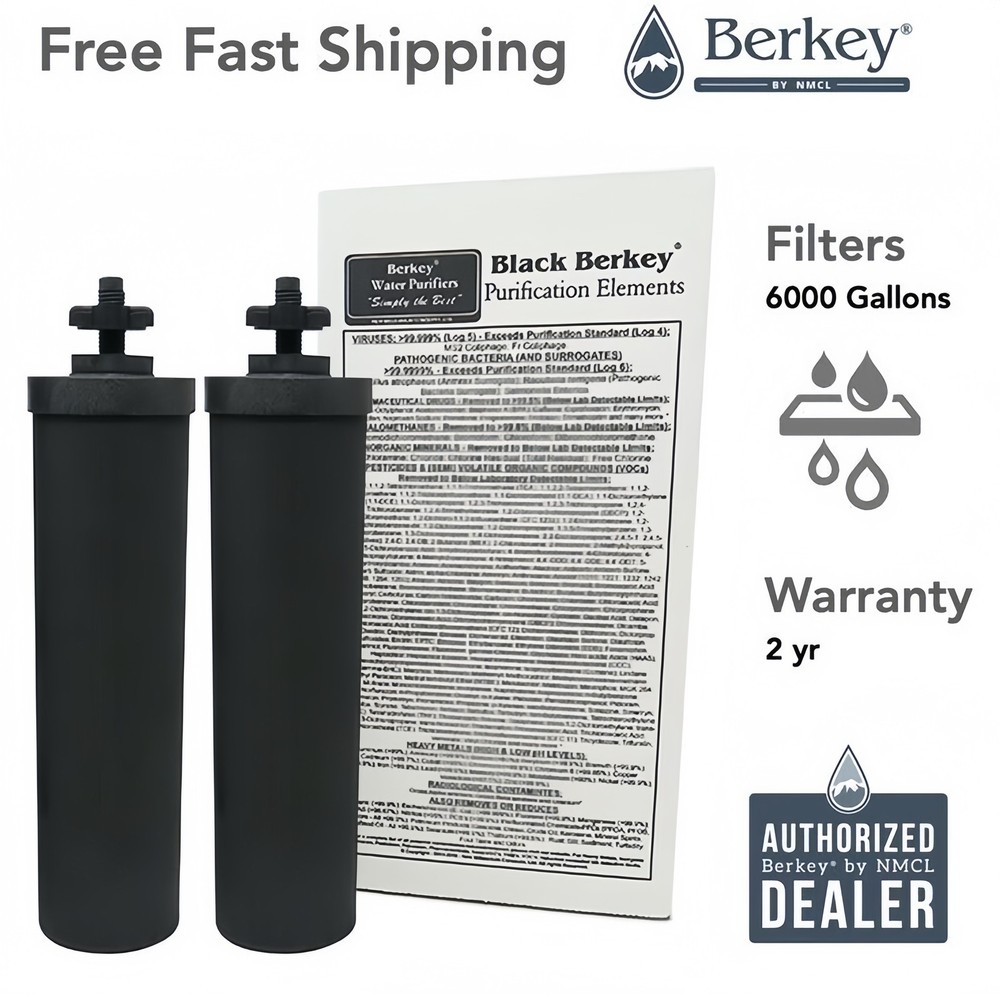 2-PK Berkey Authentic Black BB9-2 Water replacement Filters, Berkey Water System