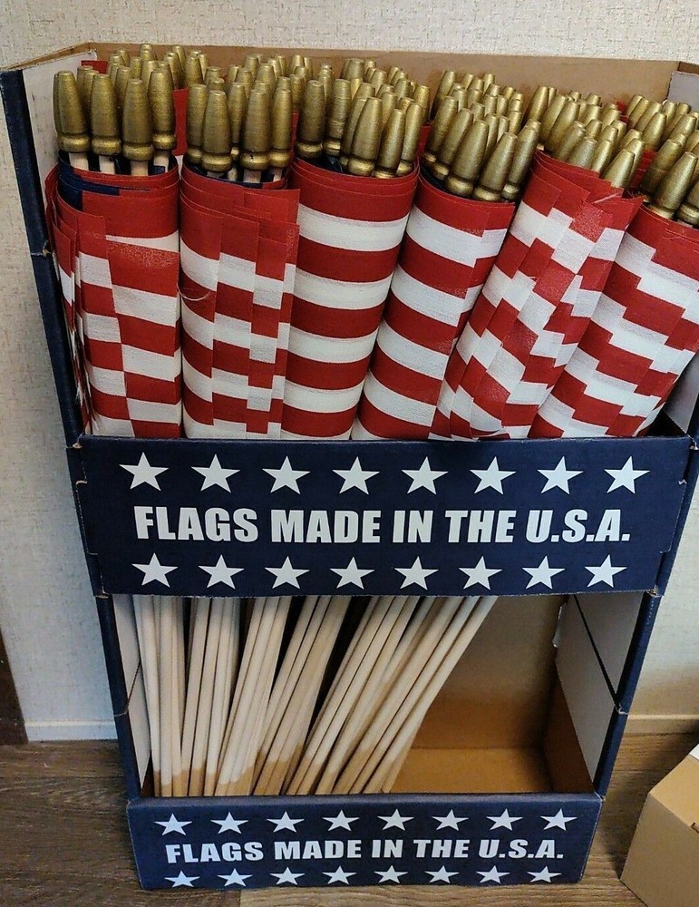 (Case of 288) Flag 8″x12″ USE8D SMALL Stick United States US American Cemetery