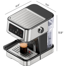 Chefman CraftBrew Espresso Machine, 15-Bar Pump Digital Espresso Maker w/Steam W