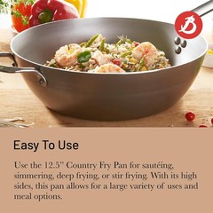 De Buyer 5614.32 Mineral B Round Carbon Steel Country Fry Pan, 12.5 in, Silver