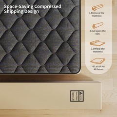 12″14″ Gel Memory Foam Mattress Pocket Spring Twin Full Queen King Size In A Box