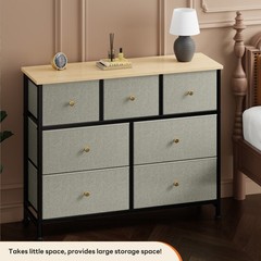 OLIXIS 7 Storage Drawers Fabric Dresser for Bedroom Livingroom with Wooden Top