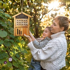Mason Bee House -Wax Coated Mason House for The Garden, Natural Handmade Wood…