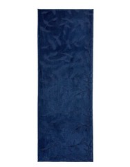 Custom Size Navy Leaves Floral Design Washable Runner Rugs 26″ Wide by Feet Size