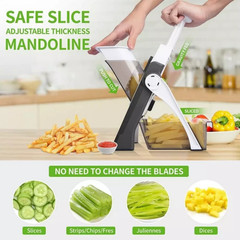 Safe Mandoline Slicer 5 in 1 Vegetable Chopper Food Potato Cutter Adjustable US