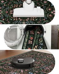 9×12 Washable Area Rug, Boho Floral Low Pile Non Slip Carpet for Living Room