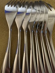 (4) DINNER FORKS Nambe MAEVE Vietnam Stainless 18-10 Concave Outline (2avail)