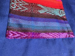 Ecuador Embroidered Apron Blue Andean Folk Art Woven Pockets Latin American